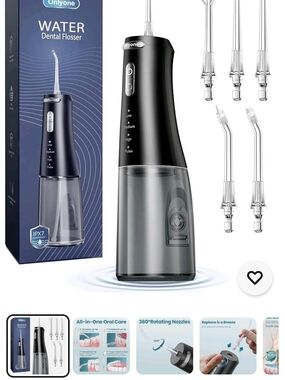 Black Portable Water Dental Flosser - Rechargeable Oral Irrigator